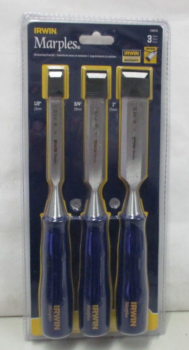 Irwin Marples 3pc Precision Woodworking Chisel Set 1/2", 3/4", 1"