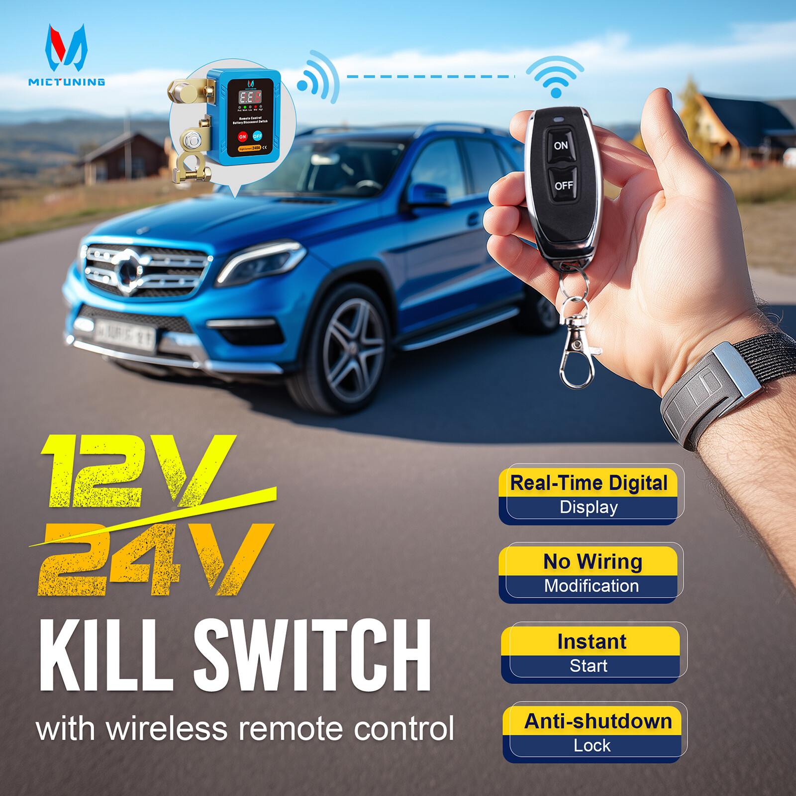 Car Remote Control Power Off Battery Switch Disconnect Kill Master Isolator Cut