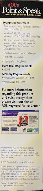 AOL’s Point and Speak Speech Recognition by Dragon Systems, NEW