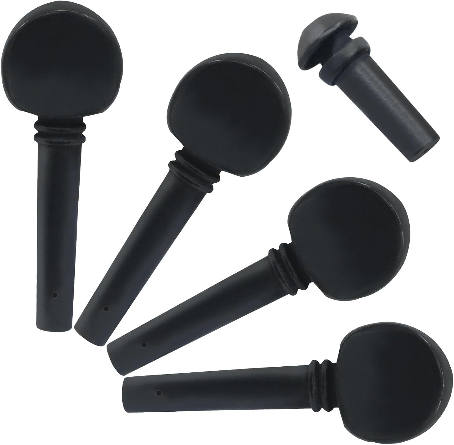 4 Pcs Wooden Violin Tuning Pegs with Endpin Parts, Black Violin Fine Tuners Pegs