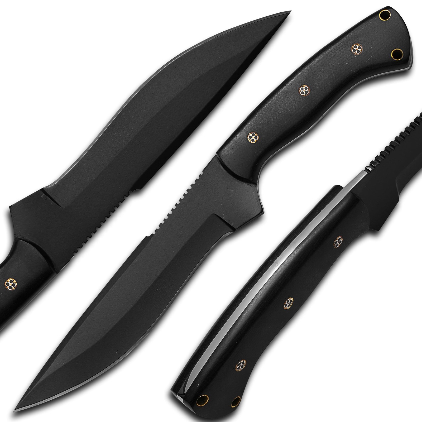 HMC Horizontal Carry Knife, Handmade High Carbon Steel Full Tang Bushcraft De...