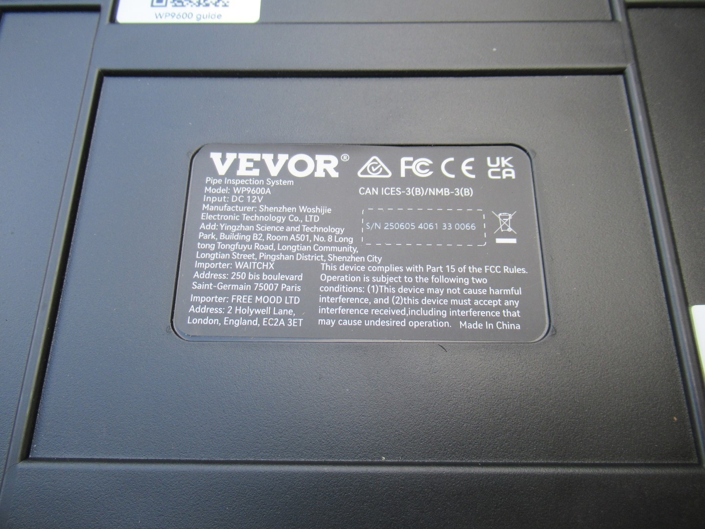 VEVOR Pipe Inspection System w/9in sewer camera Screen Cable WP9600A 300'