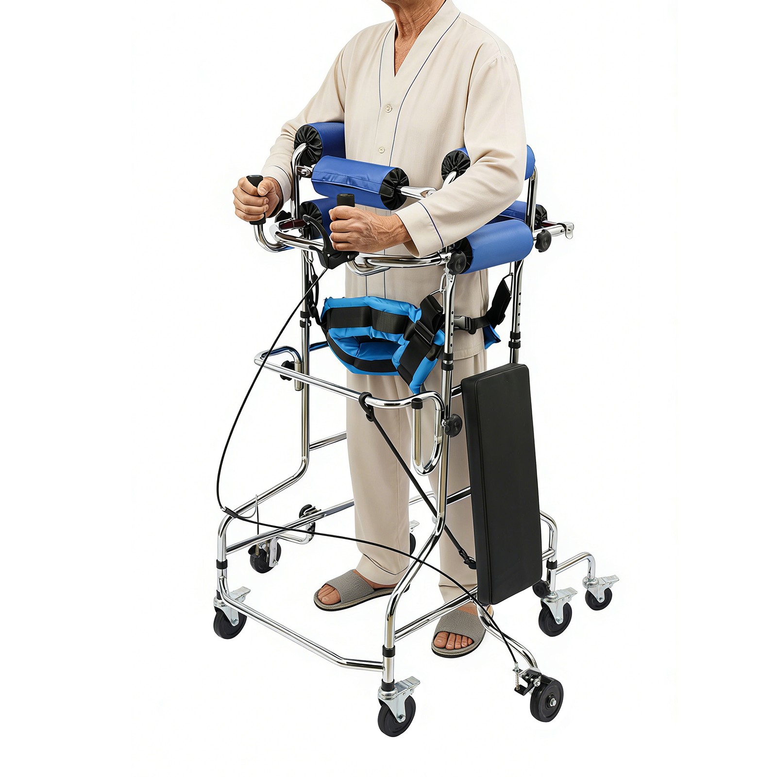 Adult Standing Walker, 8-Wheels Walking Aid for Woman Adjustable Height & Width