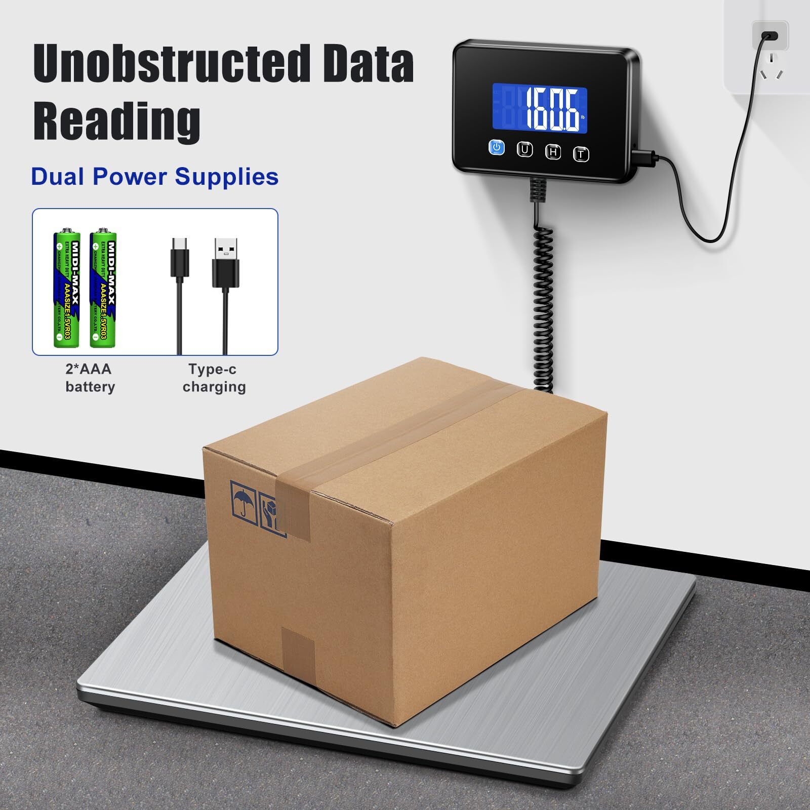Digital Shipping Scale 440lbs x 1.7OZ Digital Postal Scale AC/DC Package LCD USB