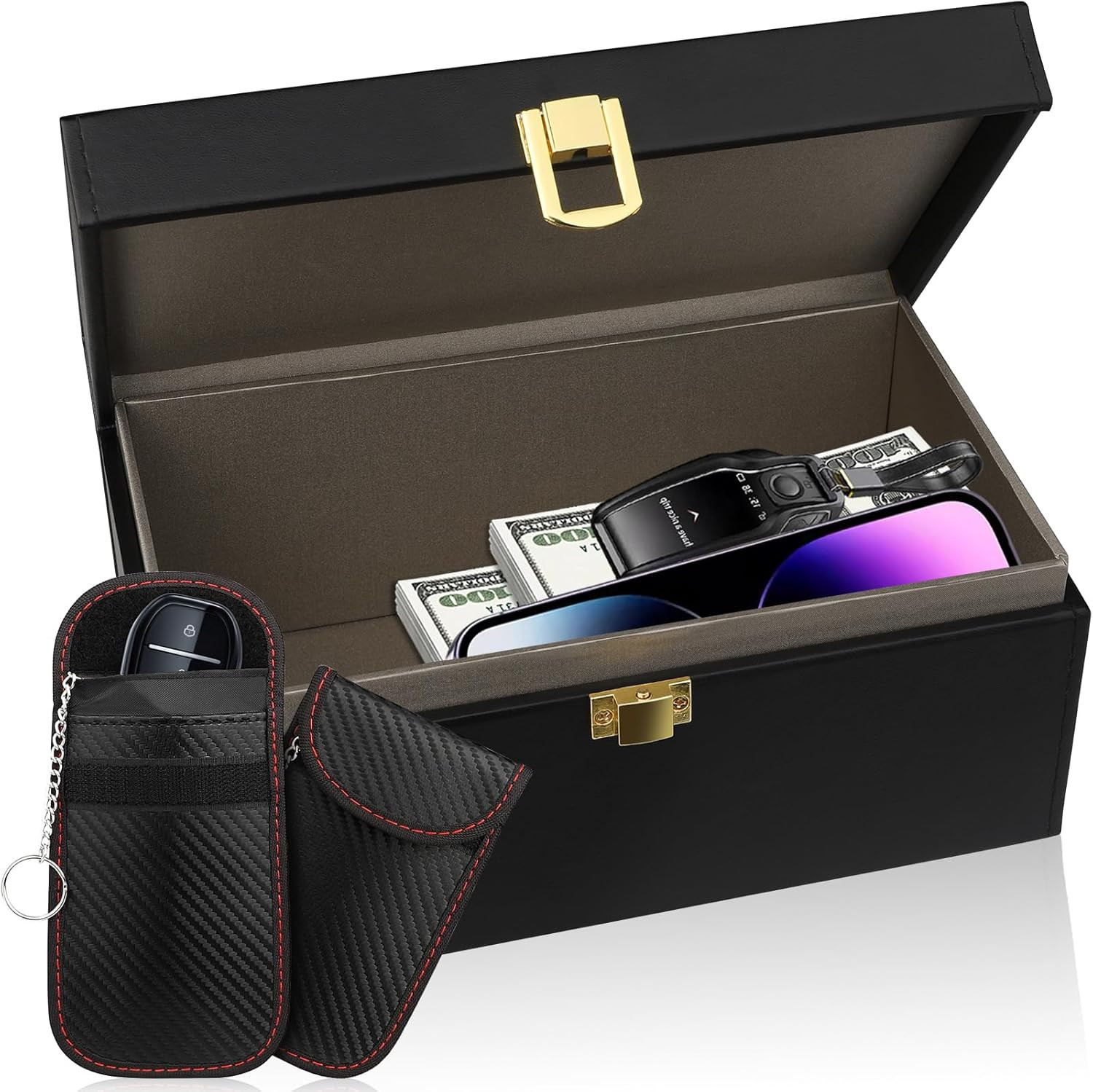 Extra Large Faraday Box, RFID Box for Car Keys with Pouch, Faraday Cage Key Fob