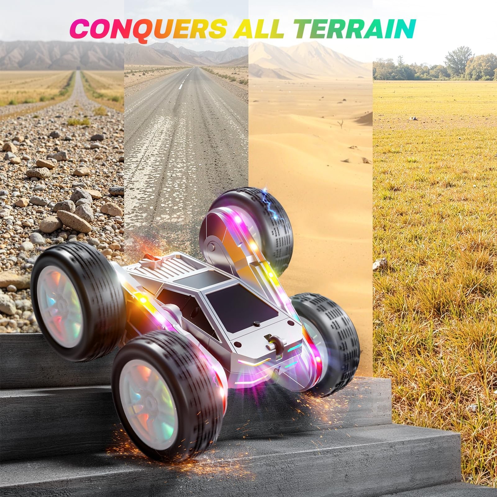 WayEee Remote Control Car for Boys 4-7, 360° Flips Rotating RC Stunt Car with...