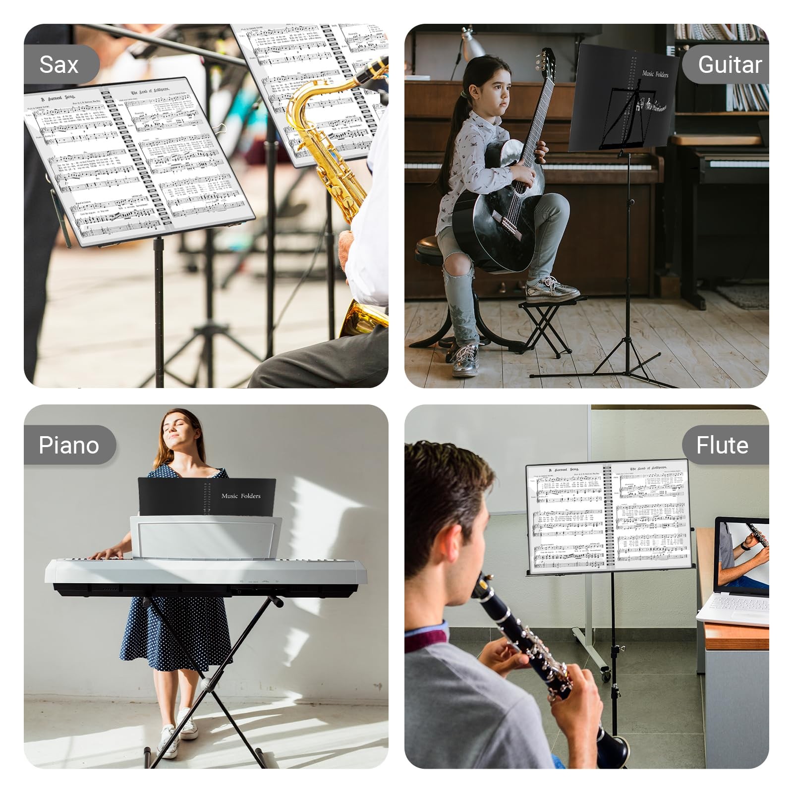 Sheet Music Folder, Premium Spiral Binder Organizer for Black