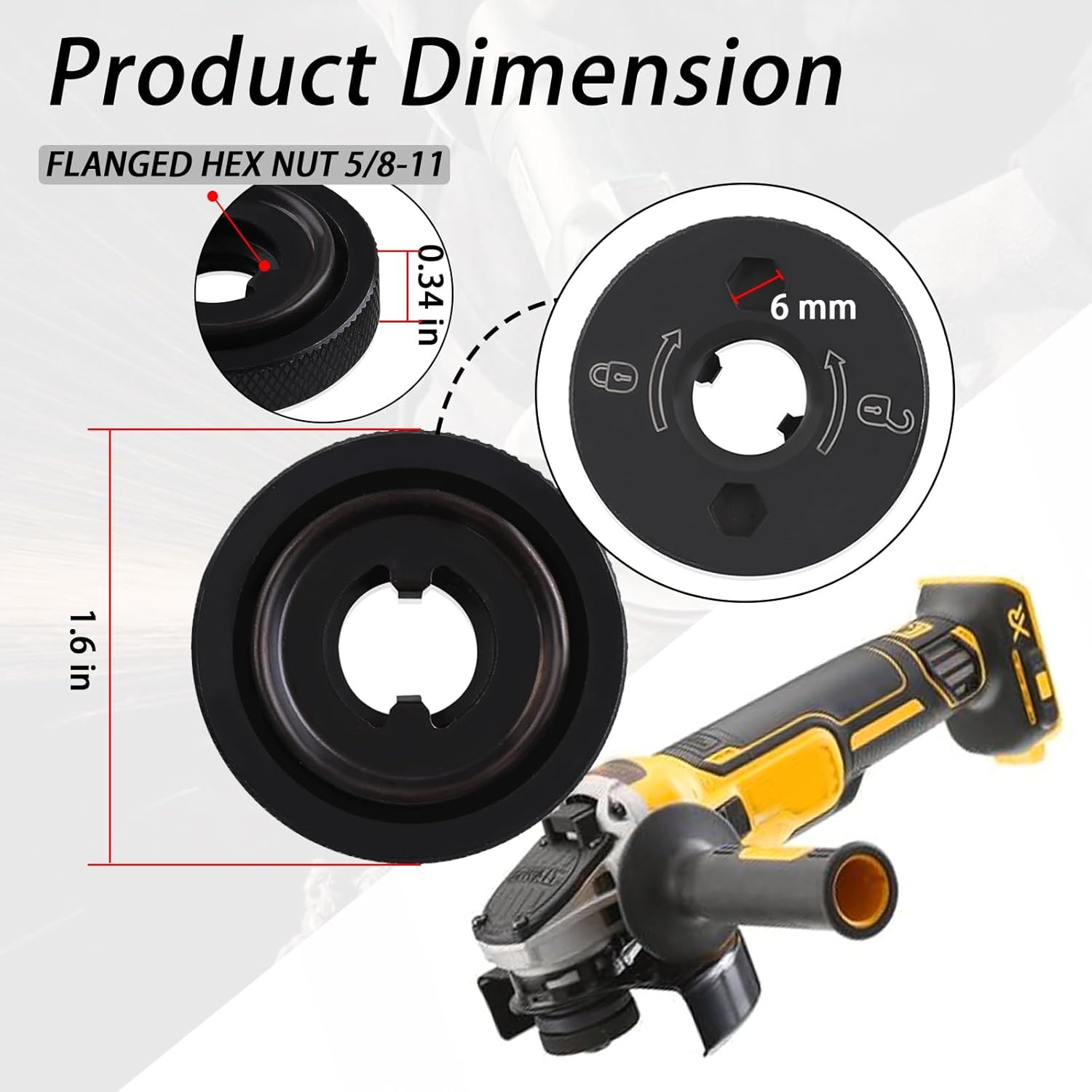 2x N484249 Angle Grinder Flanged Hex Nut For DeWalt Grinder DCG413B DCG413B-B3