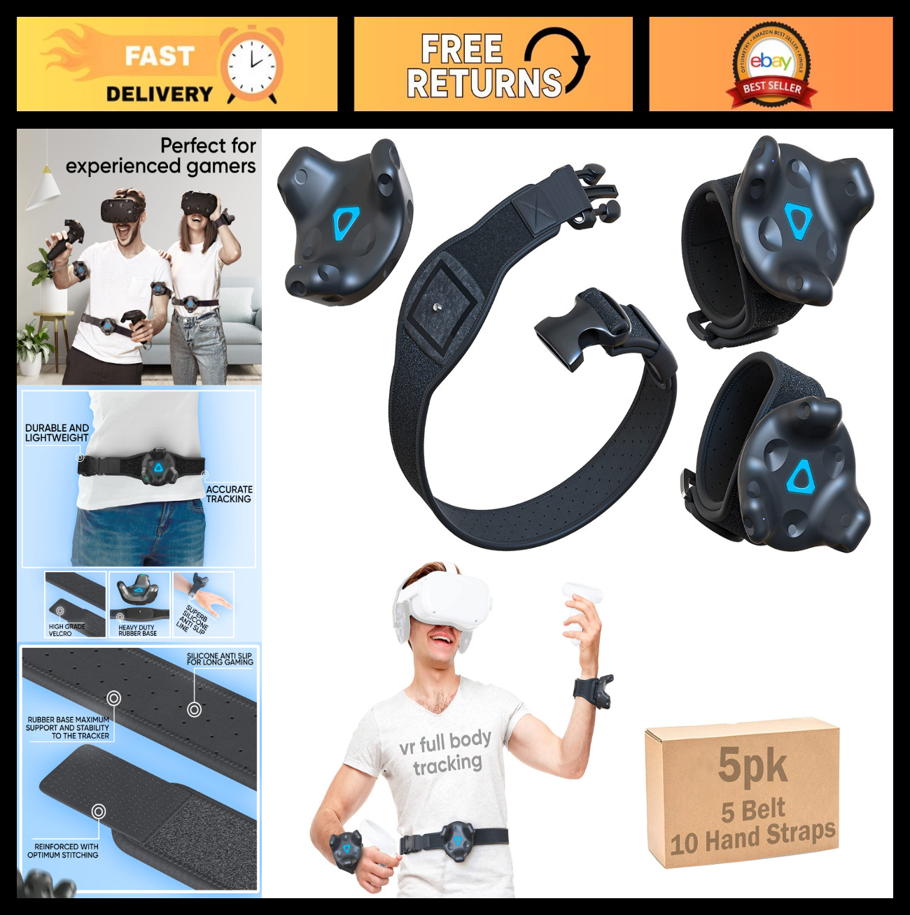 Waist Belt & Hand Straps for Vive Tracker - Full Body Tracking VR Accessories