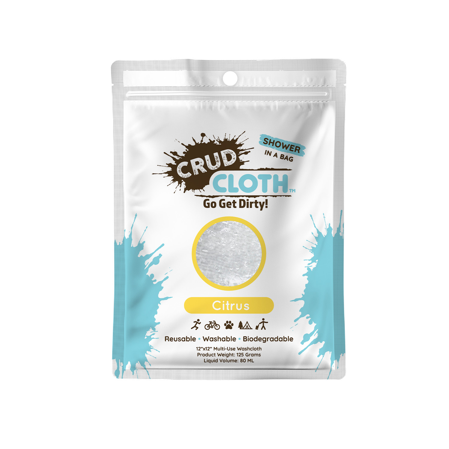 Crud Cloth Shower In A Bag (Set of 4) Citrus Scented