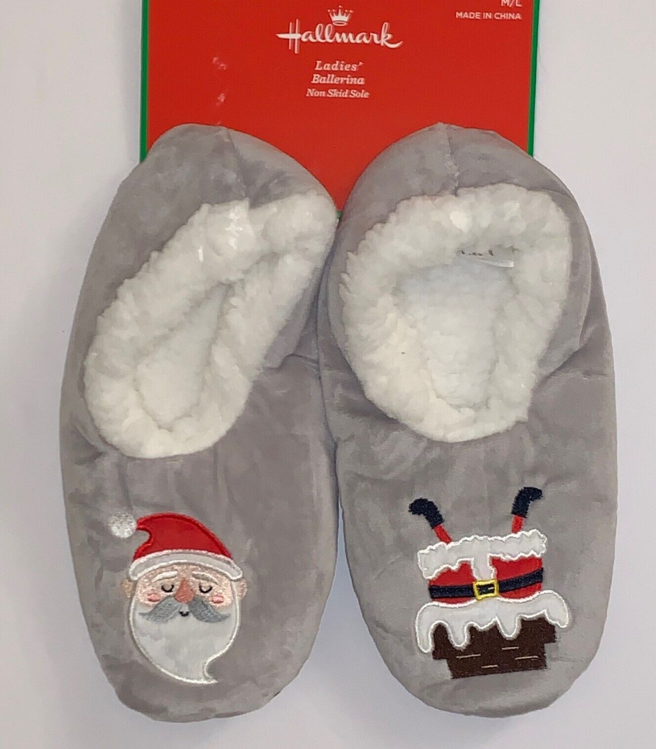 NWT Hallmark Christmas Santa Claus Small/Medium Ballerina Non-Skid Slippers