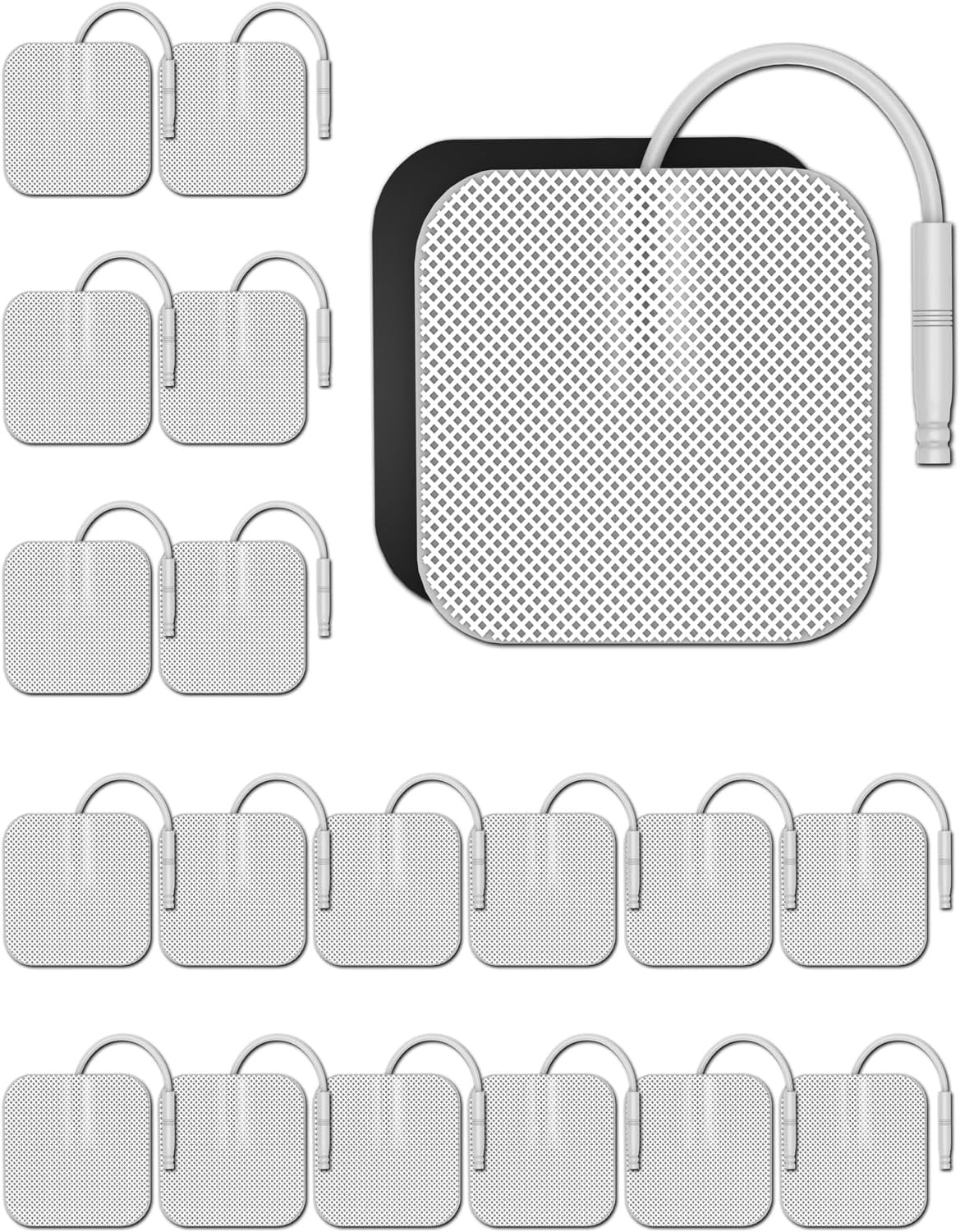 20PCS TENS Unit Electrode Pads 2X2 with Reusable Self-Adhesive Performance, Repl