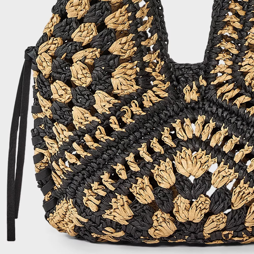 Straw Crochet Tassel Shoulder Bag - Universal Thread Natural/Black