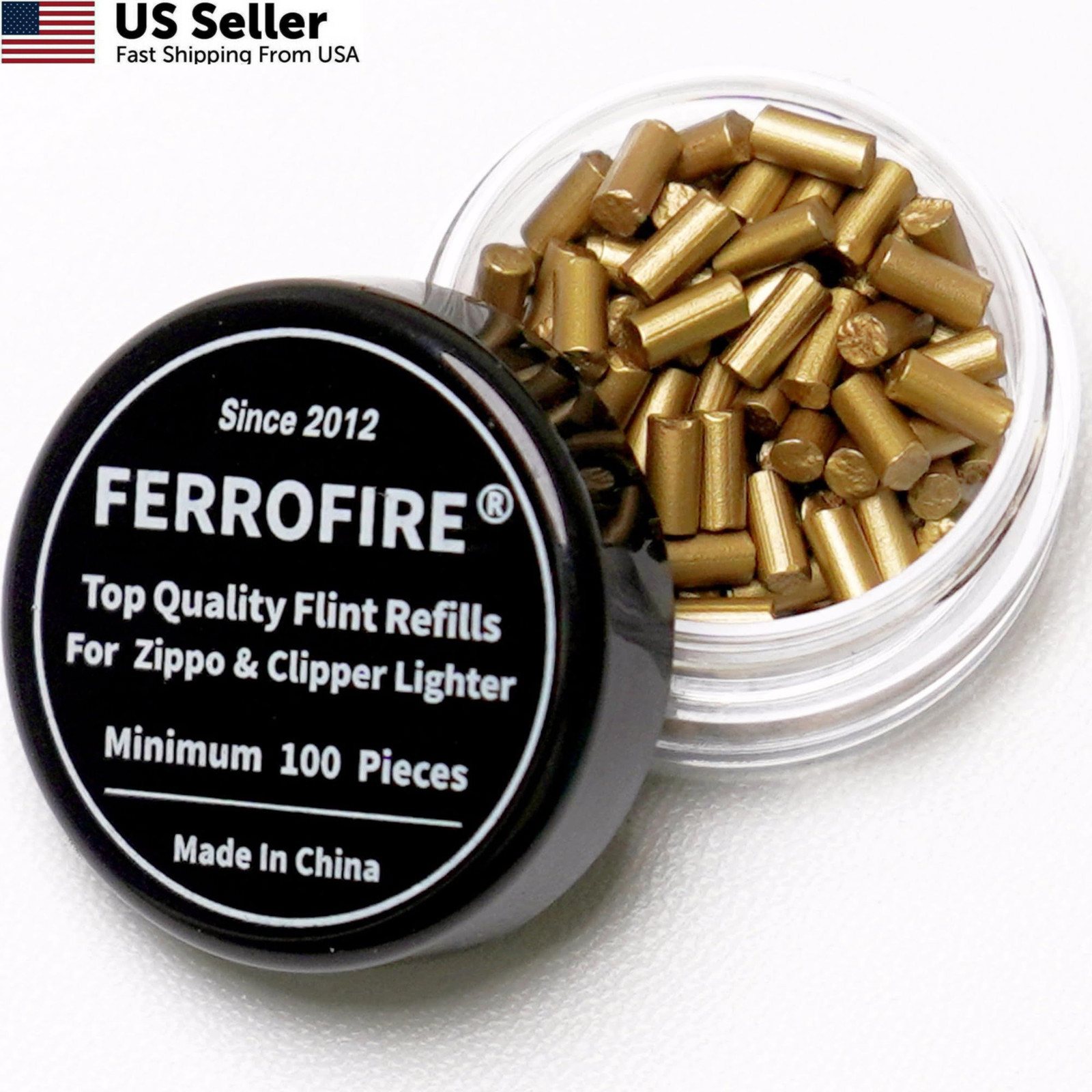 FERROFIRE 100-Pack Premium Replacement Flints 2.3 X 5mm, Packed in Bottle