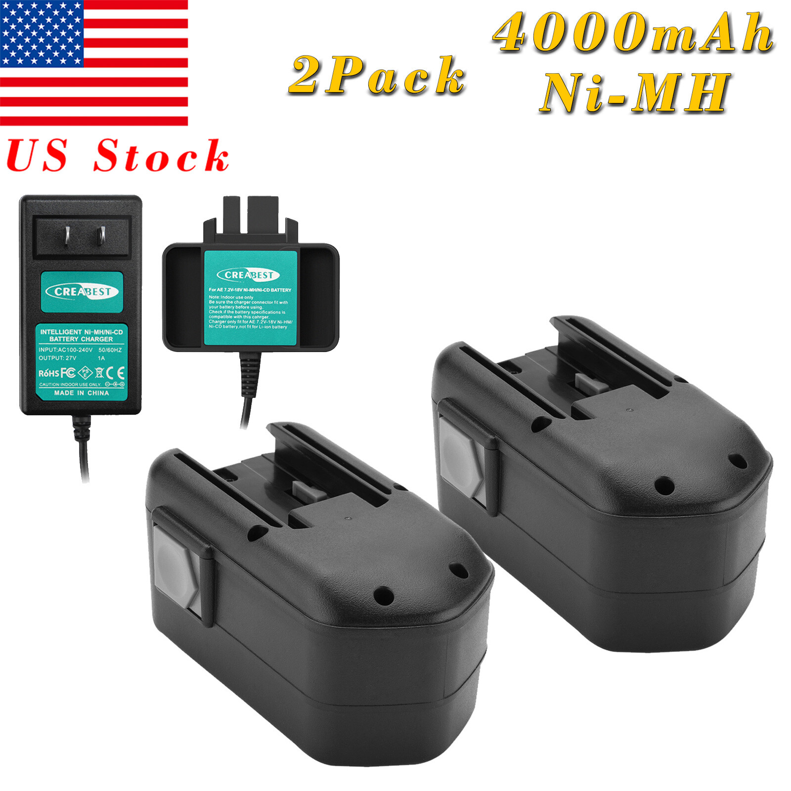 4.0Ah 18V Ni-MH Battery/Charger For MILWAUKEE 48-11-2230 48-11-2232 8940158631