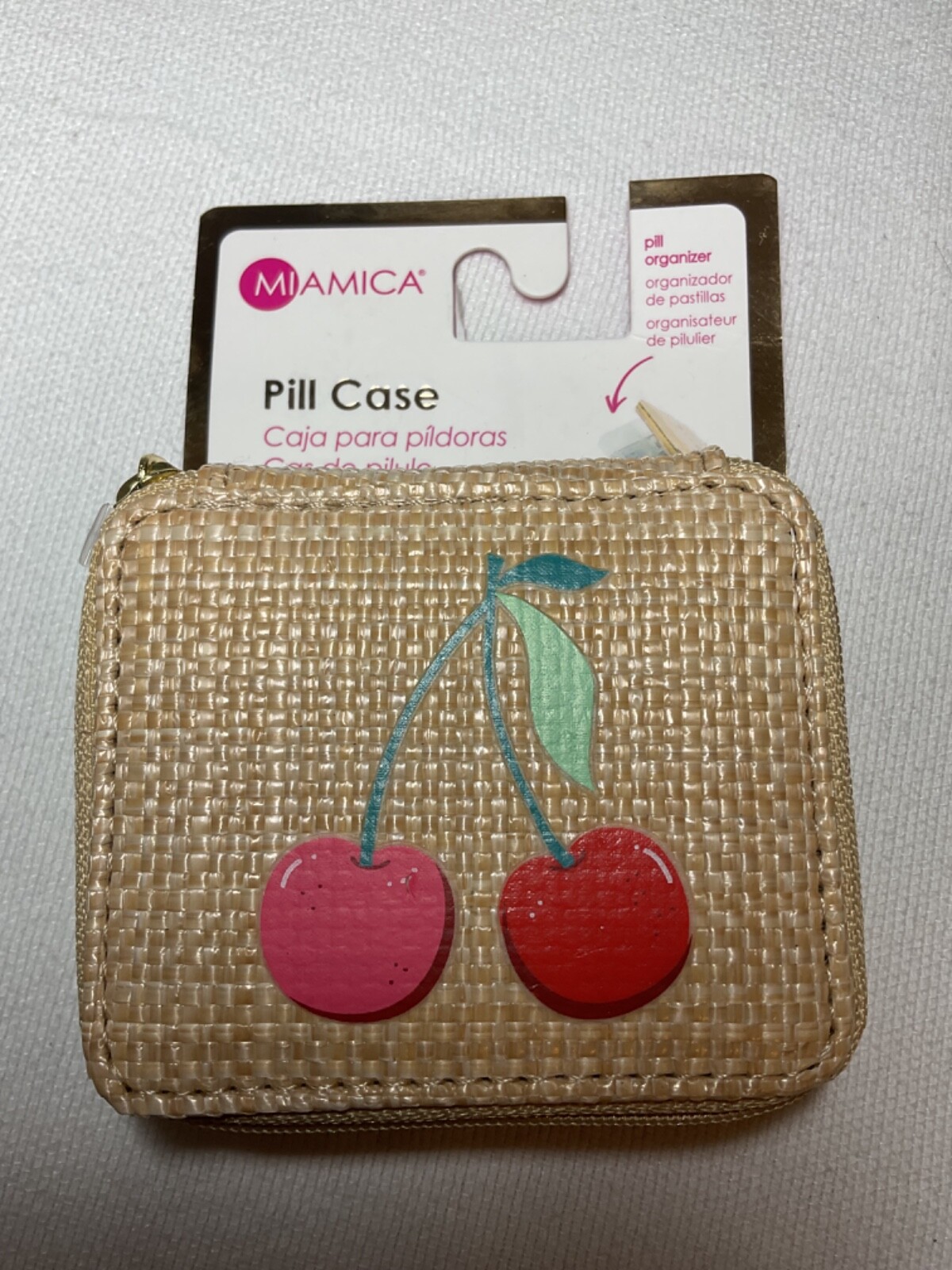 MIAMICA PILL CASE CHERRIES WITH 8 SECTION ORGANIZER NWT
