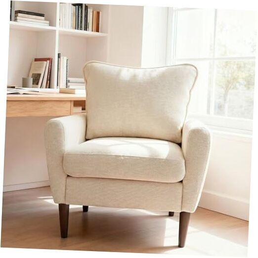 Comfy Accent Chair for Living Room Bedroom and Waiting Room, 1 Ivory White