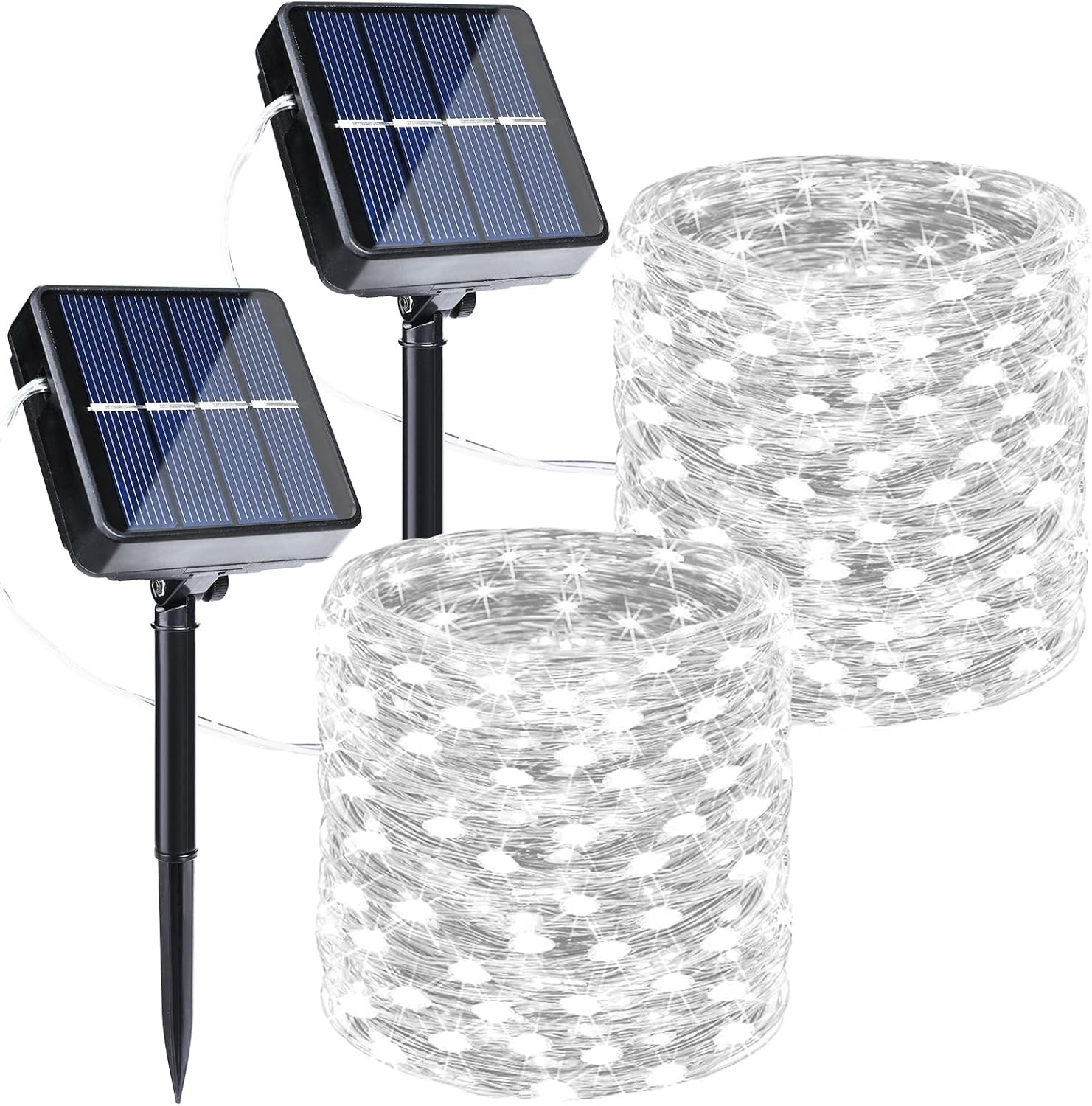Solar Fairy Lights 2 Pack Total 80FT 240LED String Lights White Silver Wire
