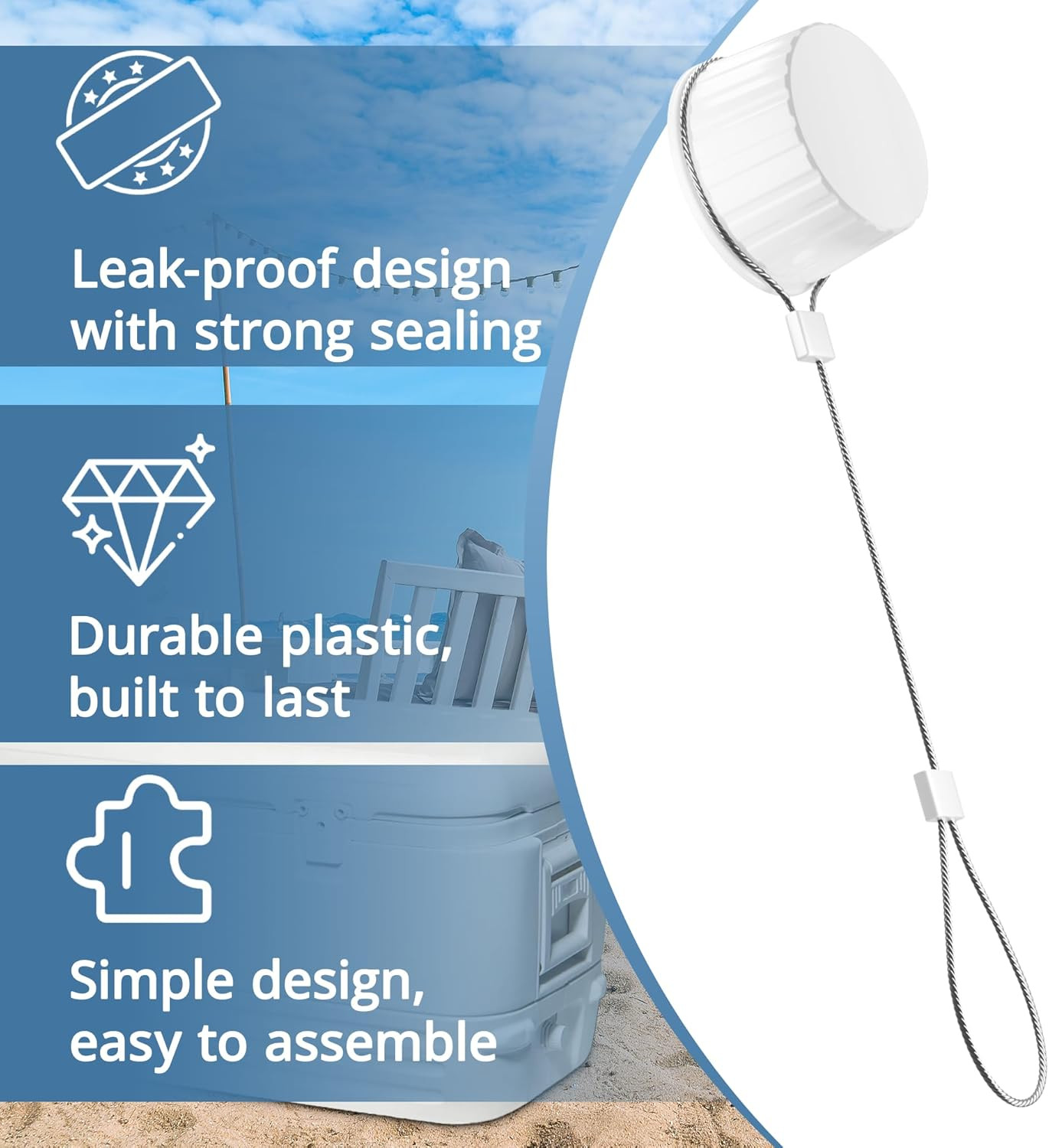 Upgraded Cooler Drain Plug Caps Replacement Parts, Compatible with Igloo 50-165