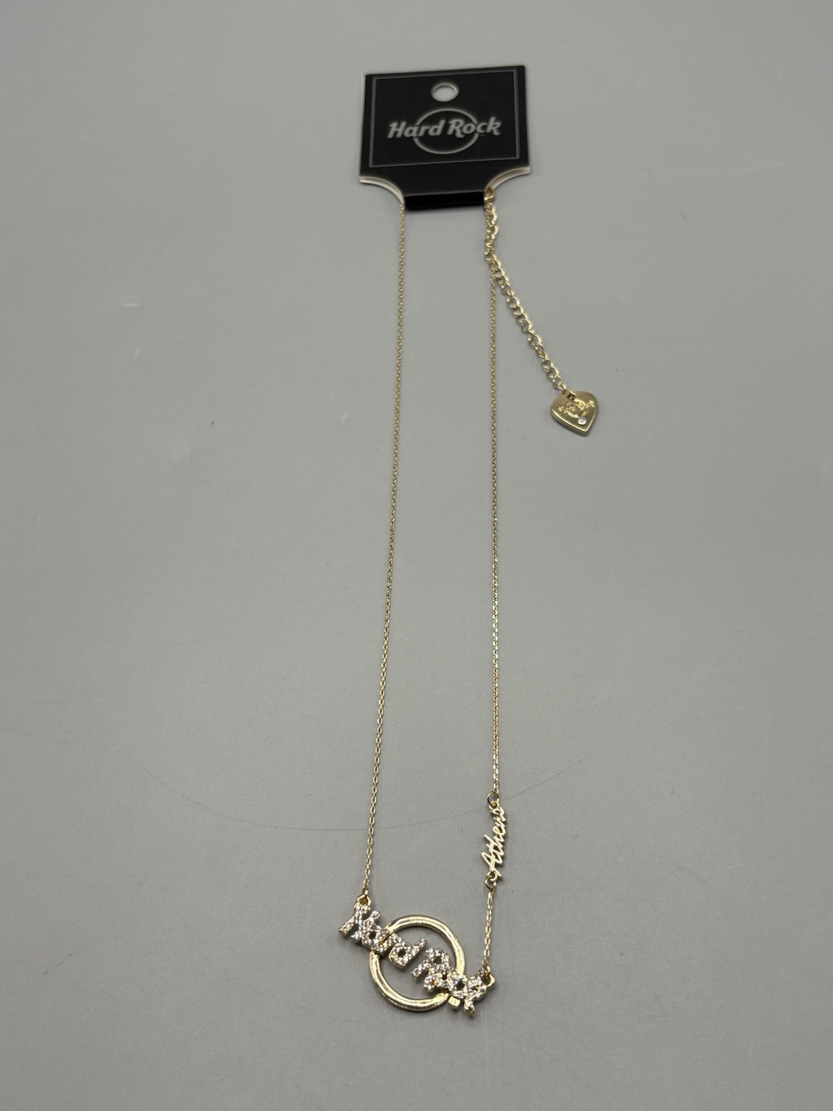 Hard Rock Cafe Athens Greece Logo Pendant Necklace Gold Color Casino Hotel
