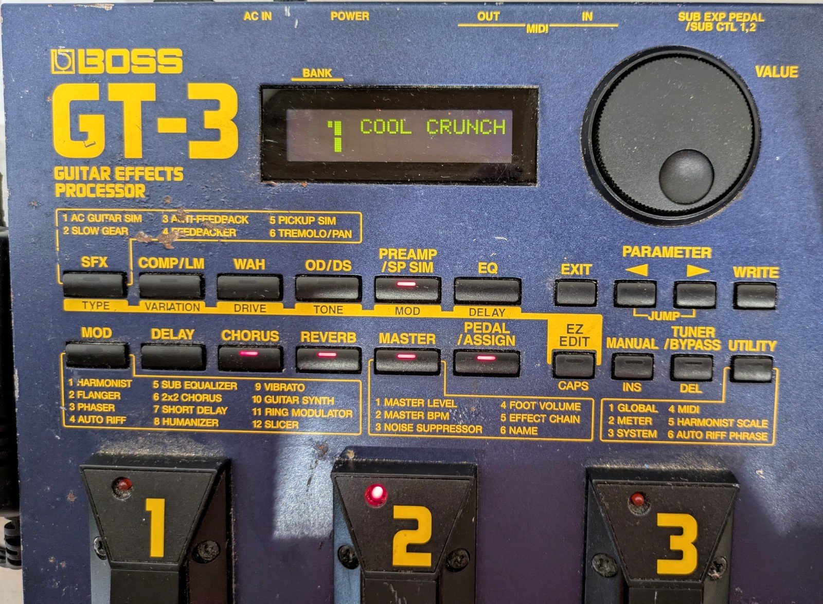 BOSS GT-3 Guitar Effects Processor Multiple Effects Pedal Powers Up Parts Repair