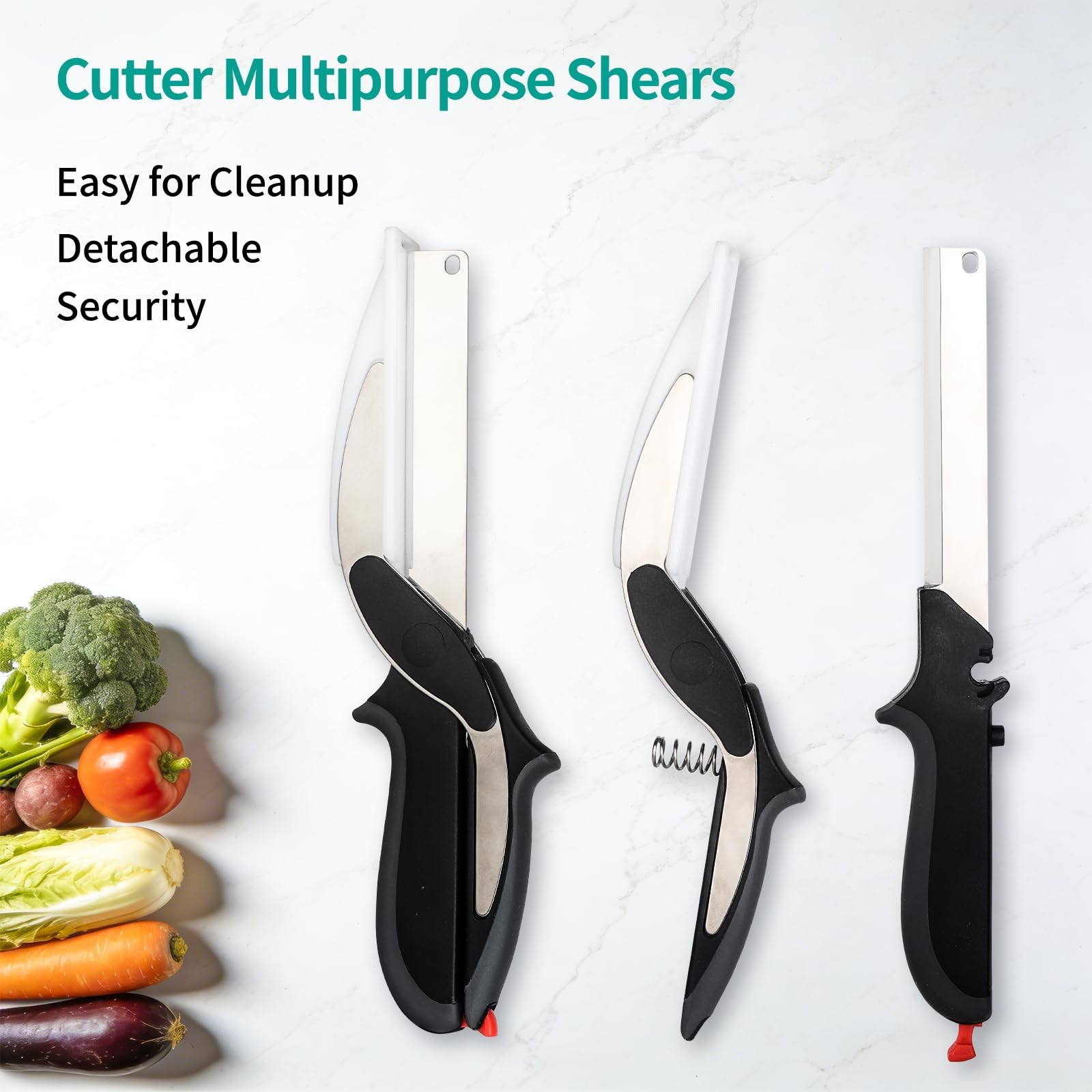 Professional 8-Inch Kitchen Shears with Built-in Cutting Board - Multi-Purpos...