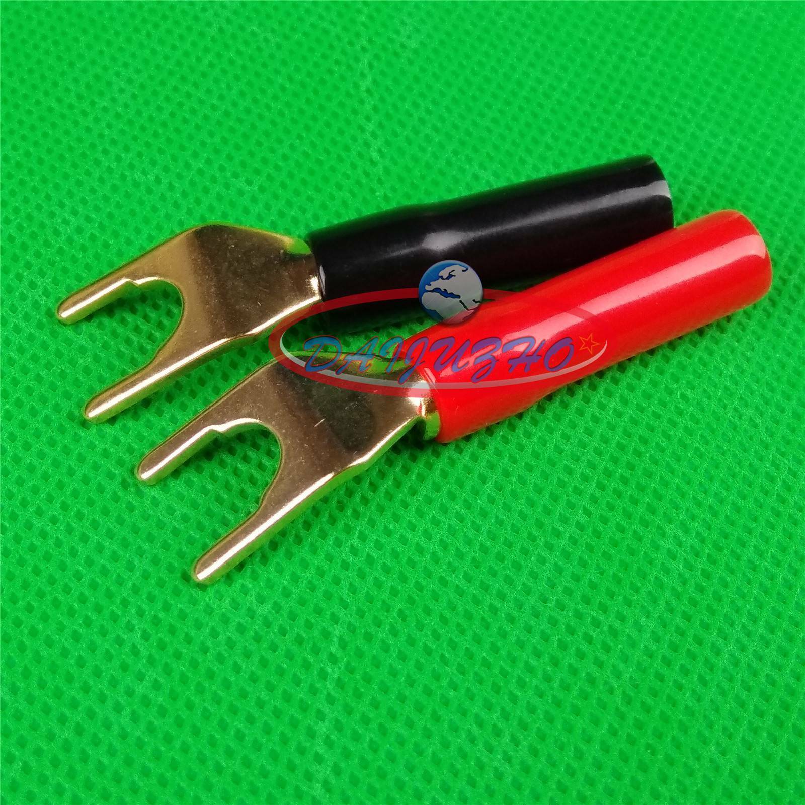 New 2PCS Terminal Audio Cable Fork Spade Plug Connector Binding Posts