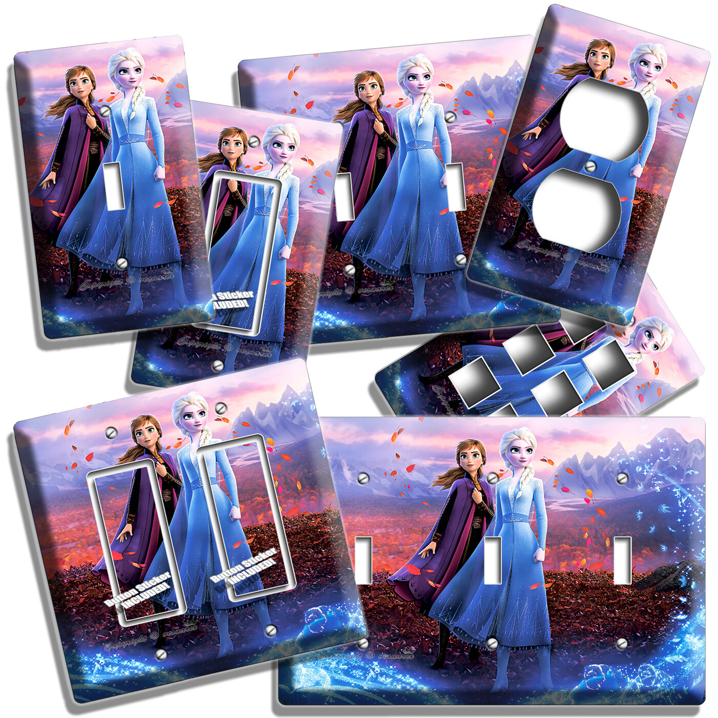 FROZEN PRINCESS ANNA ELSA SISTERS LIGHT SWITCH OUTLET WALL PLATE KIDS ROOM DECOR