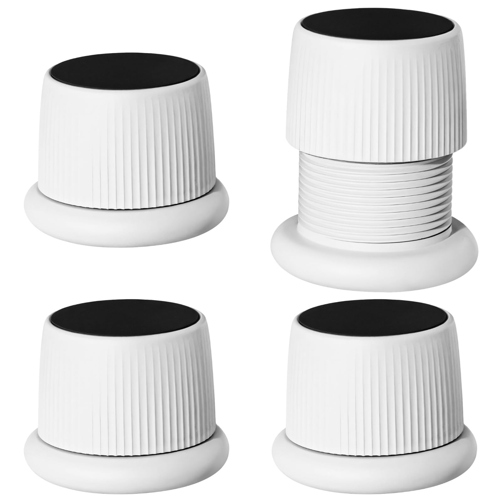 4 PCS White 1.572.48 Inch Adjustable Furniture Leg Elevators Risers