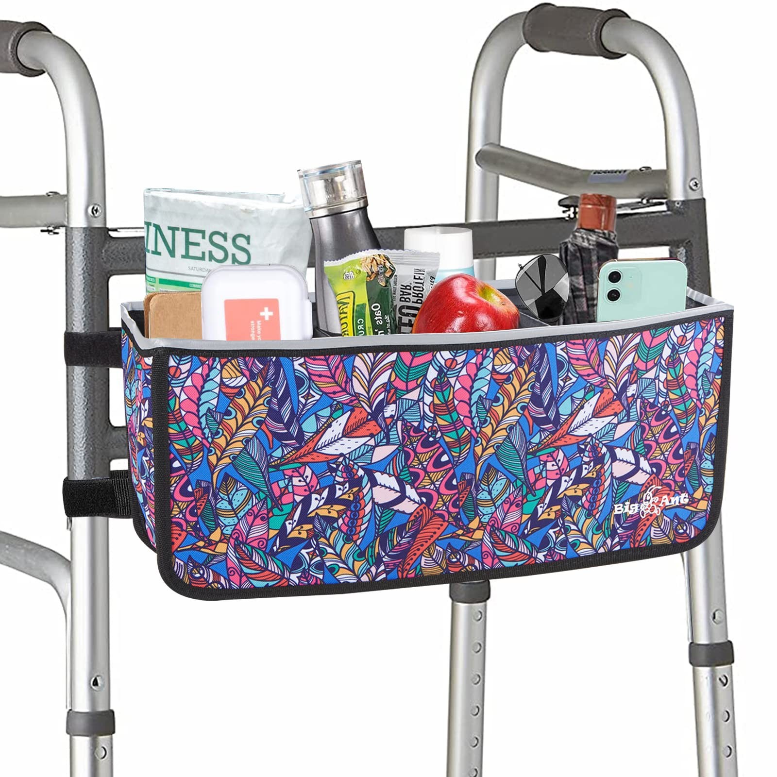 Walker Basket, Walker Storage Bag with Split Boards and Straps, Foldable Walk...