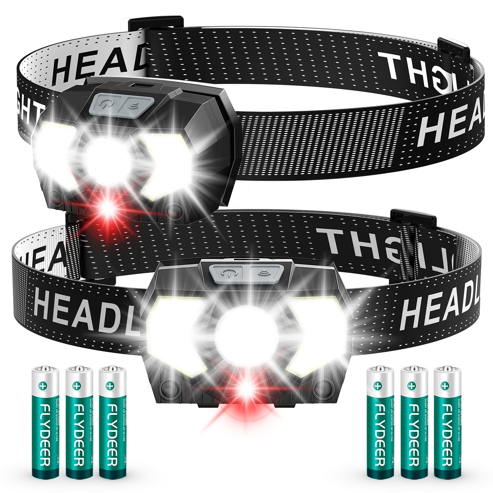 2 Pack 1500 Lumen Bright LED Headlamp 7 Modes Waterproof Camping Running