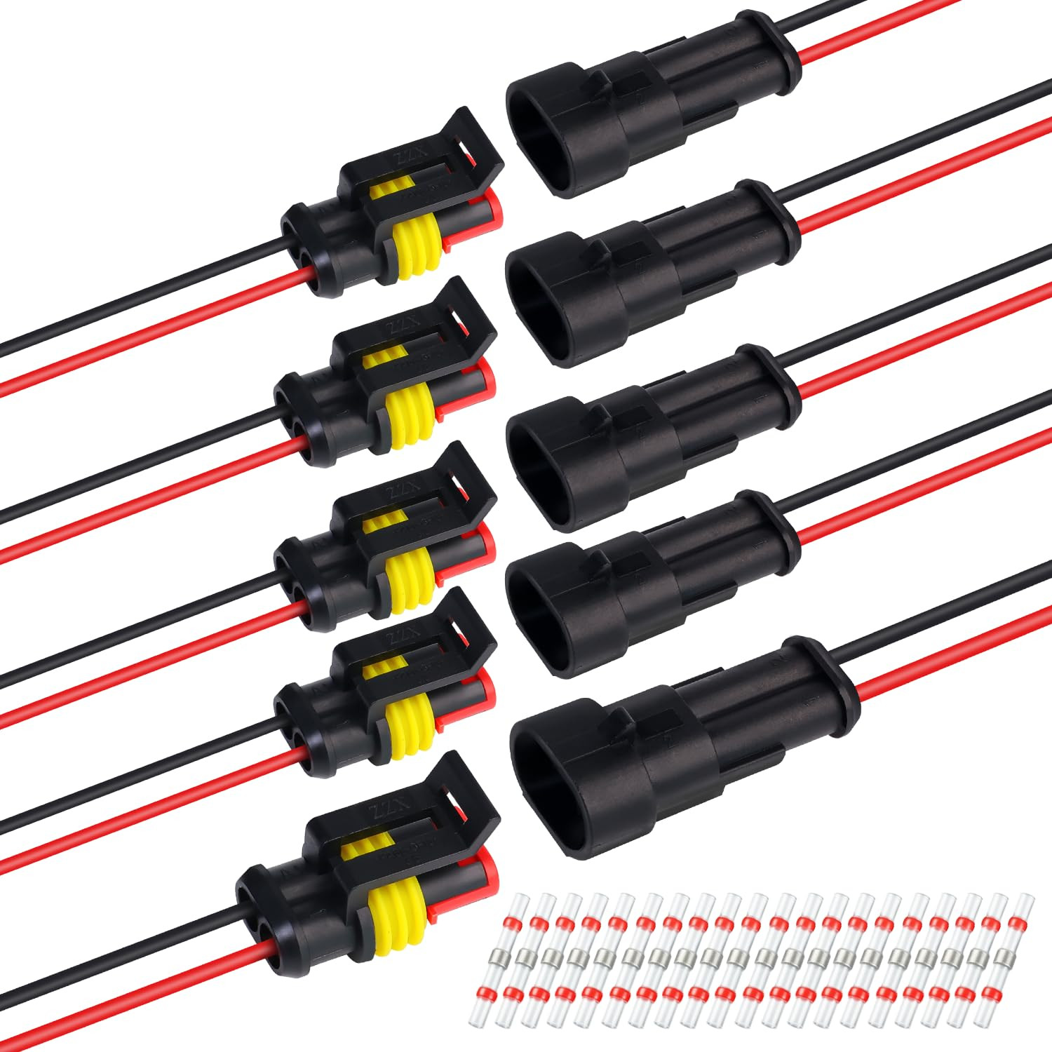 2 Pin Connector 22 AWG - 2 Wire 10 Cm. Waterproof Connectors Automotive Electric