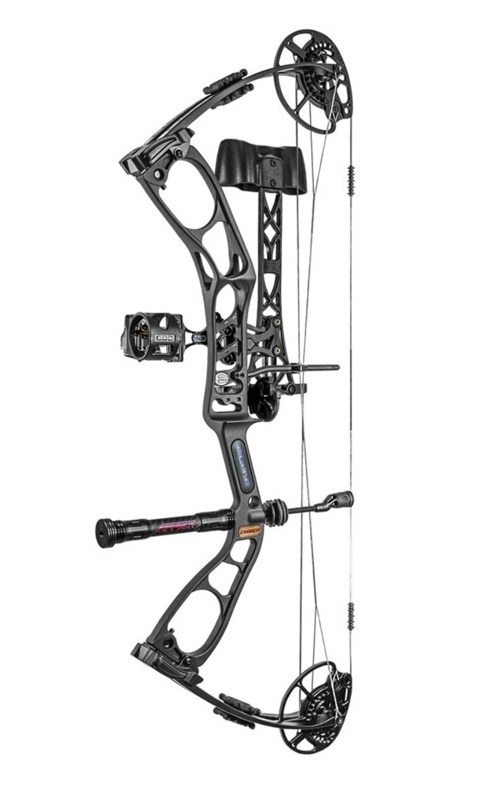 New Elite Archery Ember Bow Package RTS, RH, Draw 15" to 29", 10 to 60lbs-BLACK