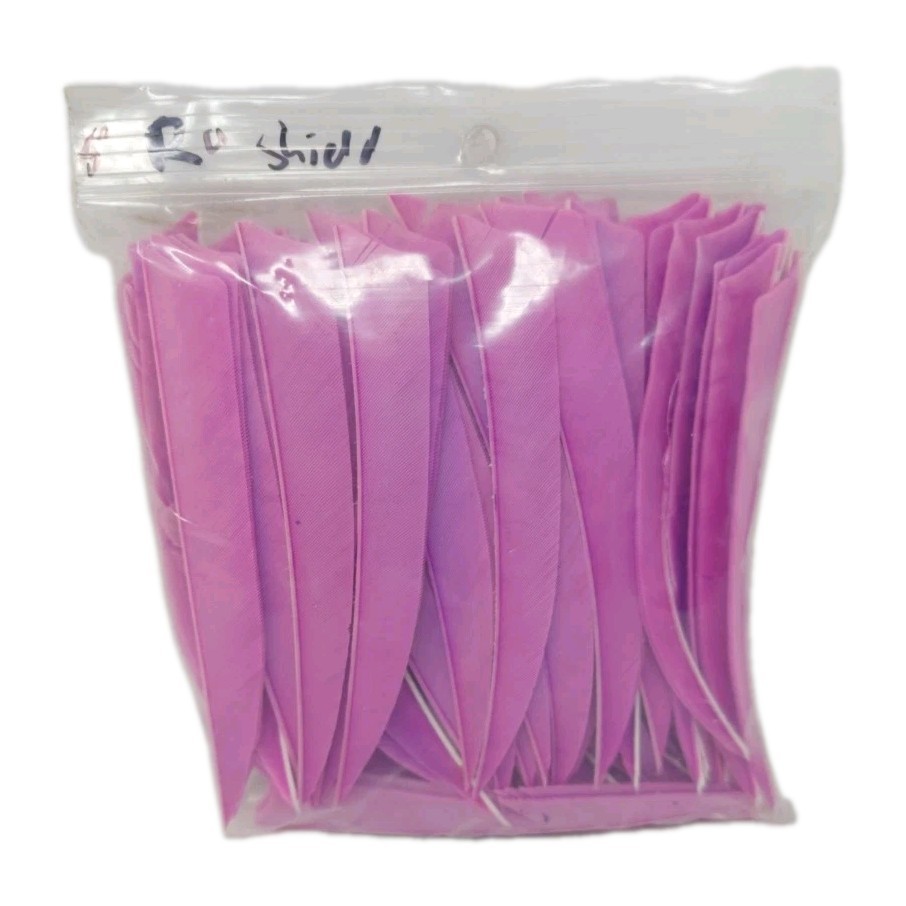 100 Pack Archery Arrow Feathers 5" Right Wing: Shield Lavender Purple