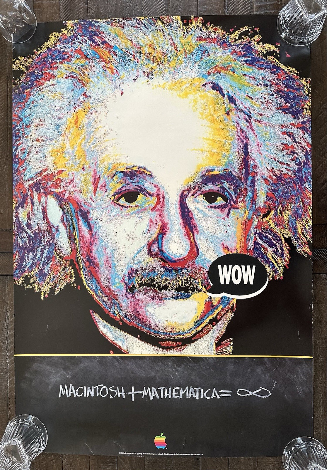 Vintage 1988 Macintosh Apple Computer Albert Einstein Poster 35x24 Advertisement