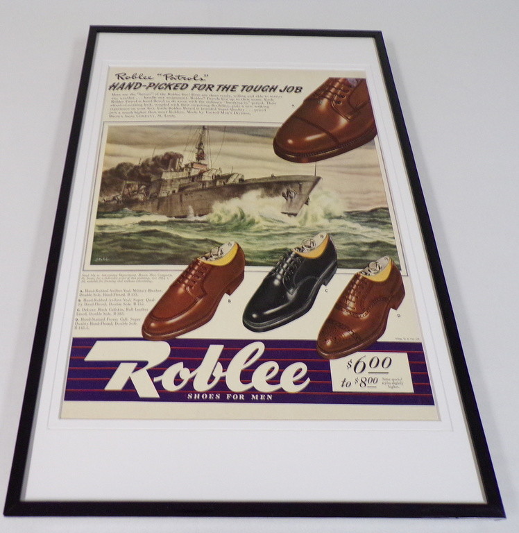 1942 Roblee Patrols Shoes Framed 11x17 ORIGINAL Vintage Advertising Poster