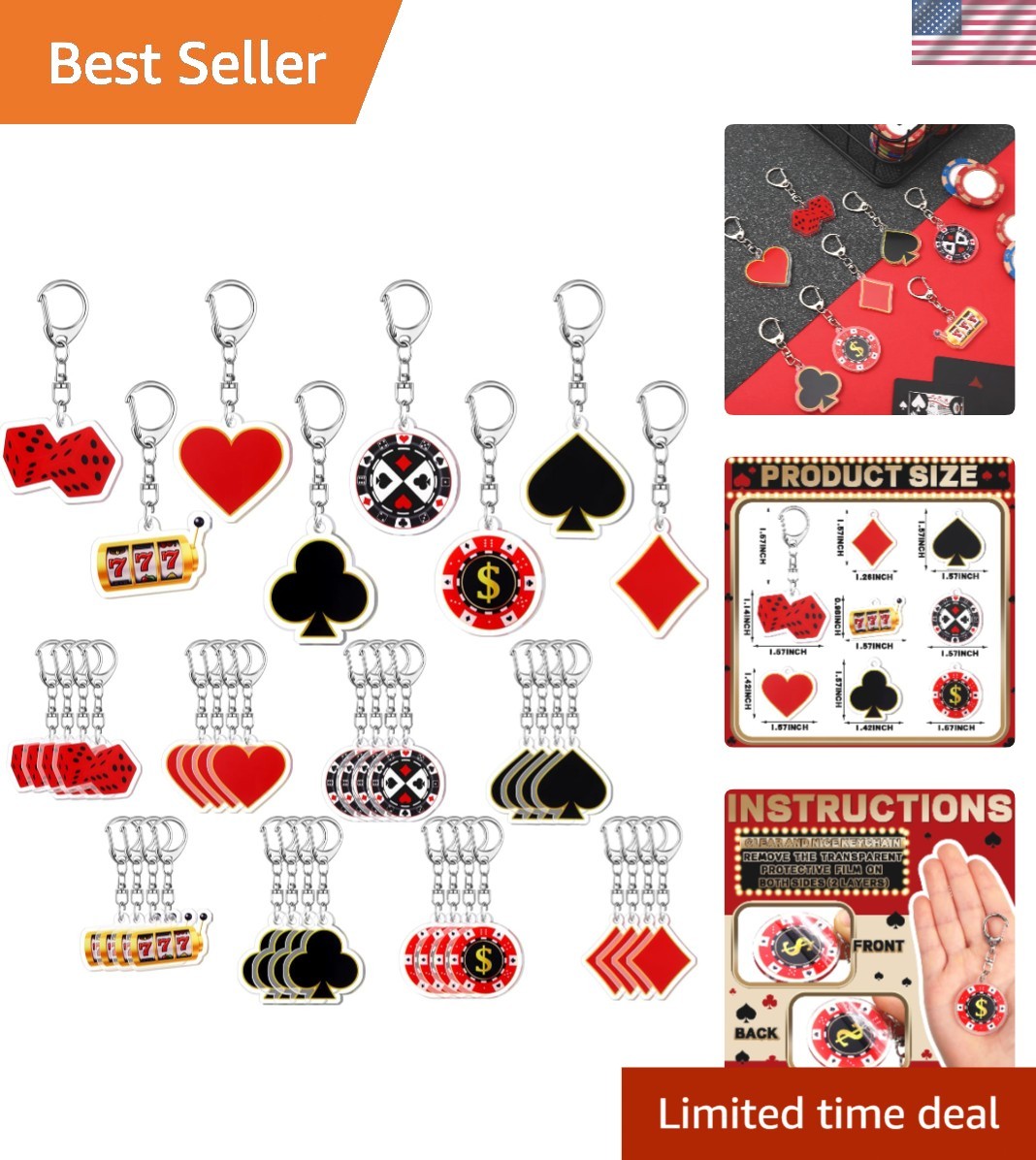 Casino Party Favors Keychains Bulk 48 Pcs Dice Souvenirs Gifts Decorations