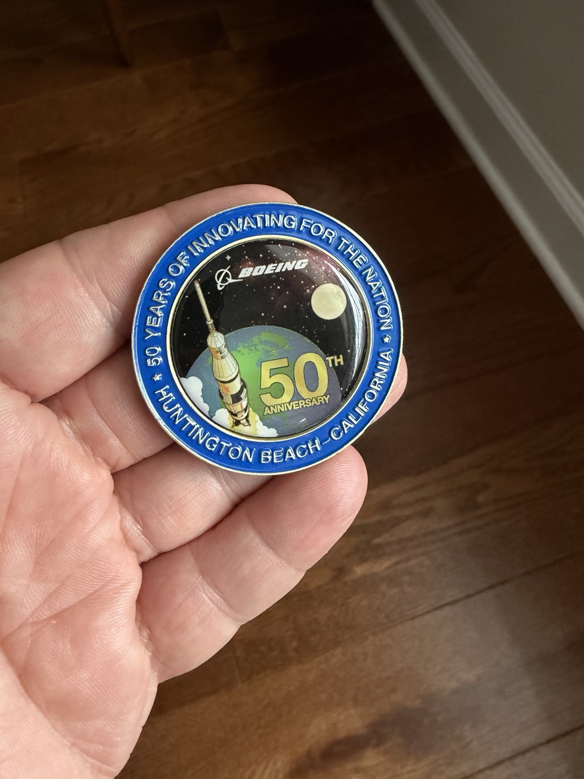 NASA Boeing 50 Years Space Exploration Coin • Skylab • Saturn V • Shuttle ISS