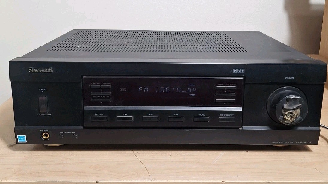 Sherwood RX-4109 AM/FM Stereo Receiver CD AUX Radio Black Metal Audio Equipment