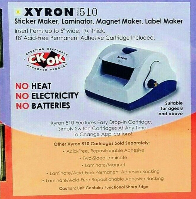 Xyron Model 510 Machine Cartridge Bundle Sticker Maker Lamination Label Magnet