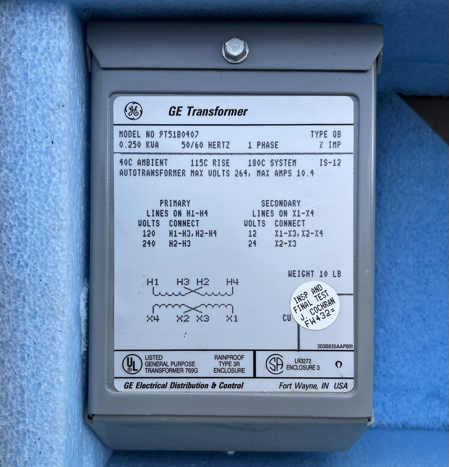 GE 9T51B0407 Transformer Buck Boost 12V 24V 120V 240V -Electric Yard Power Light