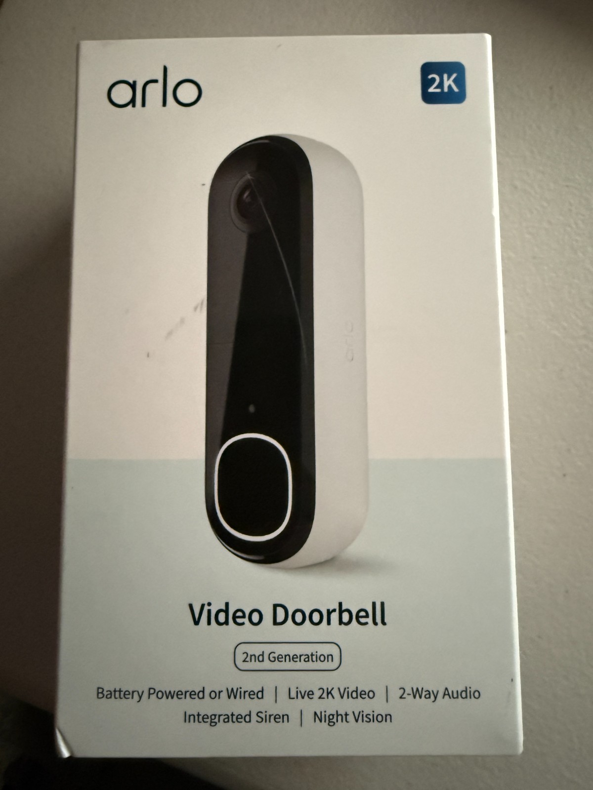 Arlo Video Doorbell 2K 2nd Gen Wired/Wireless 2-Way Audio Night Vision