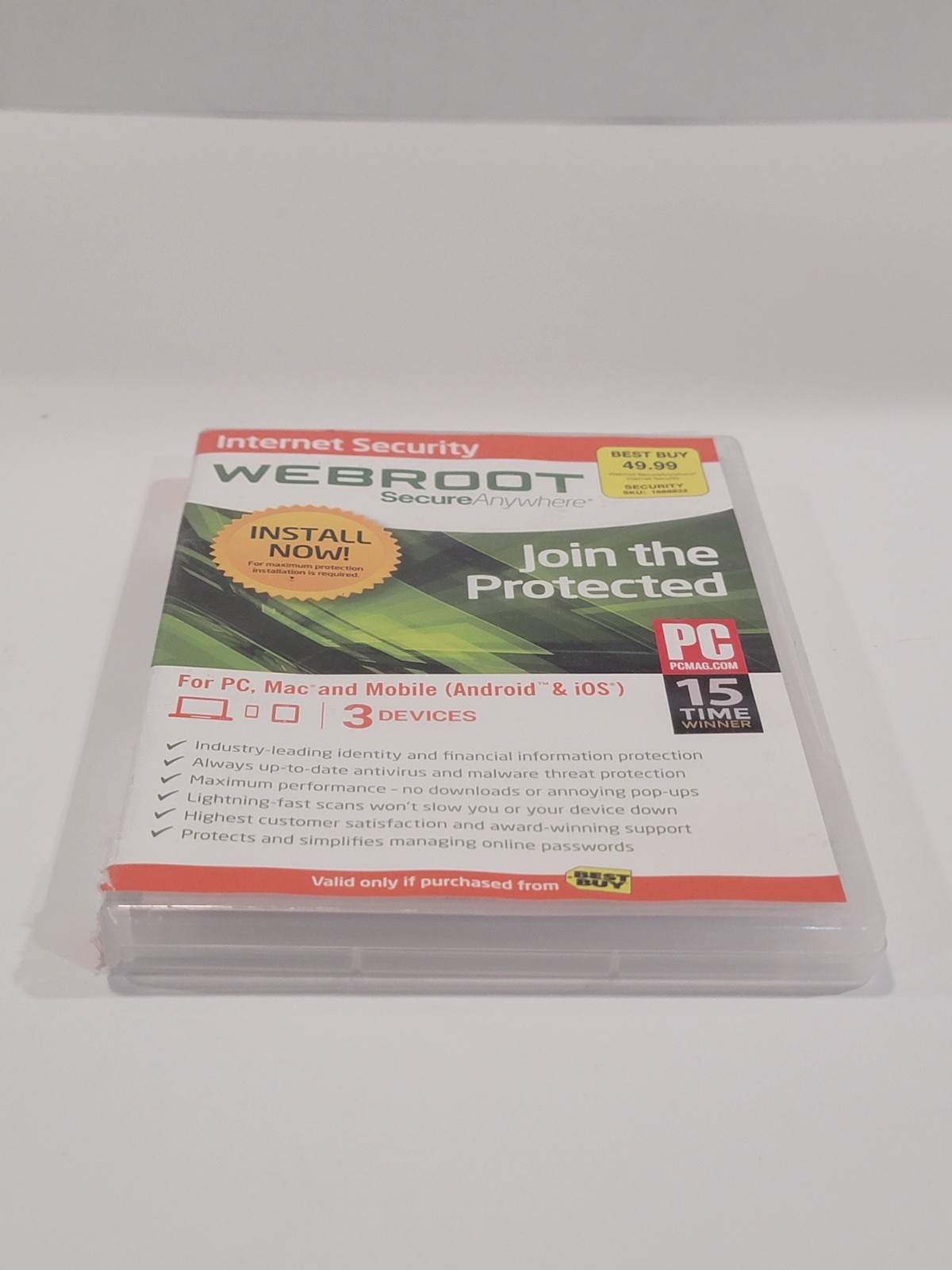 Webroot Secure Anywhere Internet Security w Antivirus PC Mac Mobile 3 Device