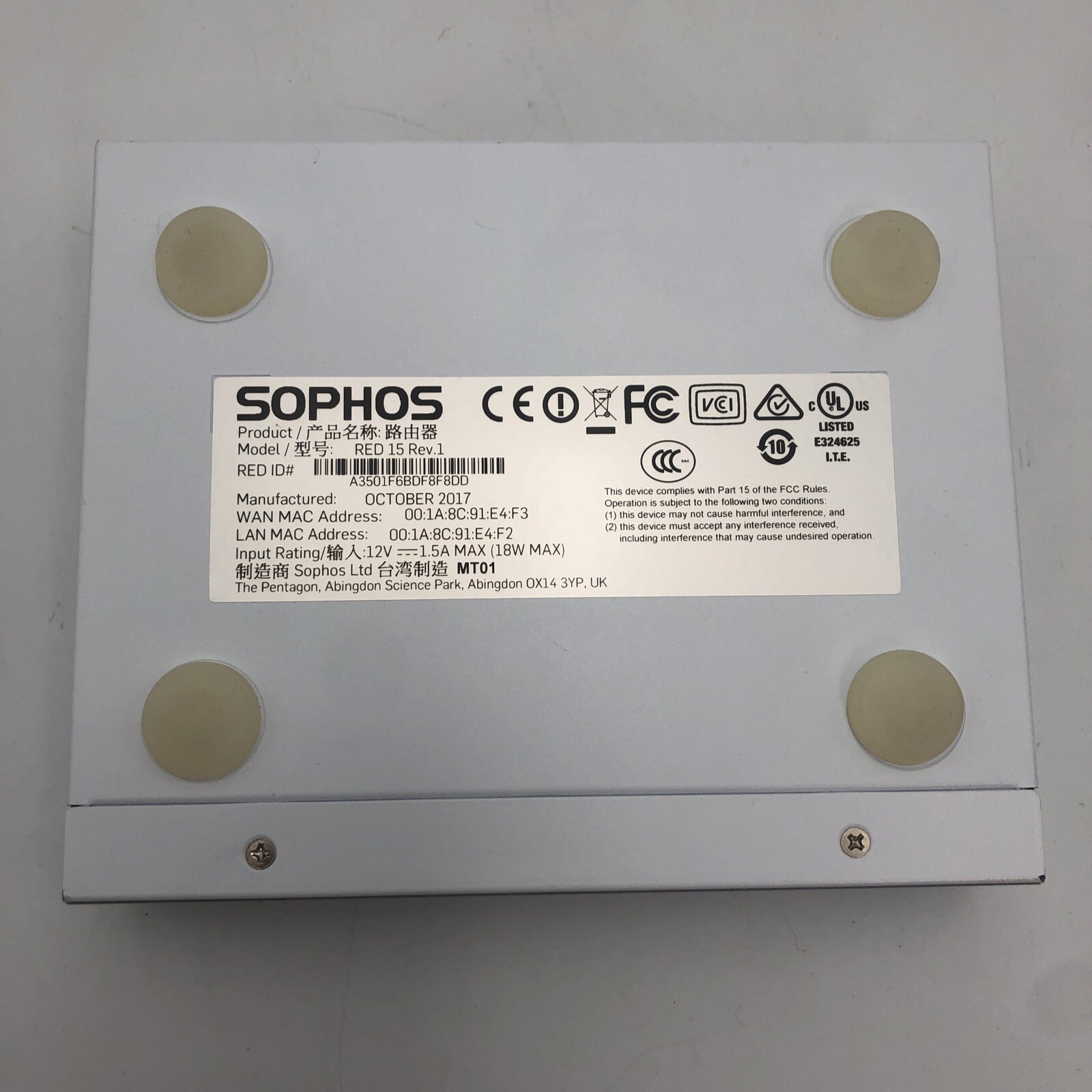 Used Sophos RED 15 Rev.1 Firewall READ B