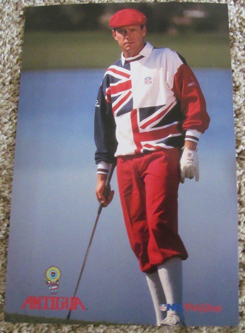 COLORFUL ANTIQUA ADVERTISING GOLF PRINT OF PAYNE STEWART  7 1/2" X 11"
