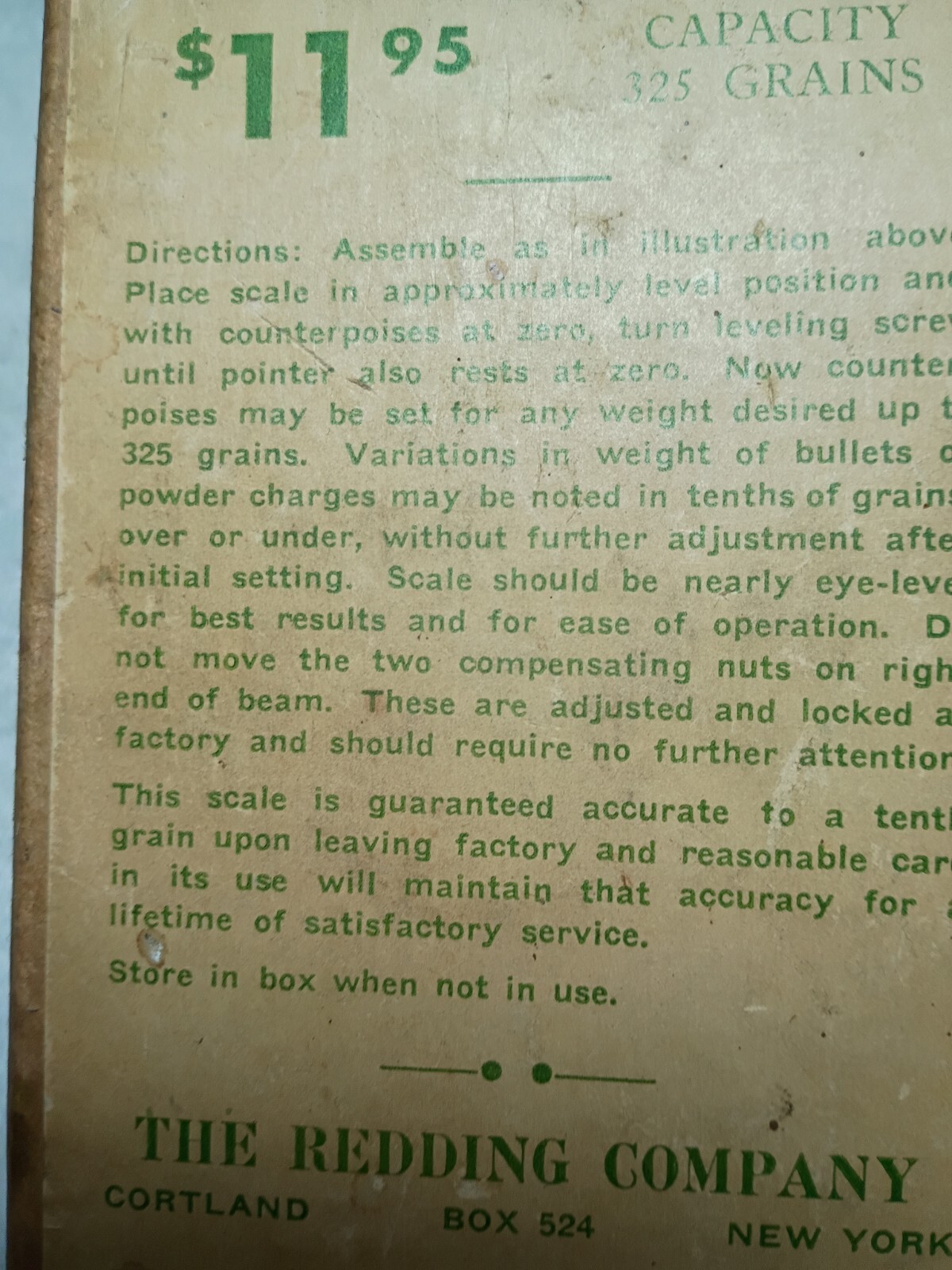 Vintage Redding Powder & Bullet Scale with box gun reloading