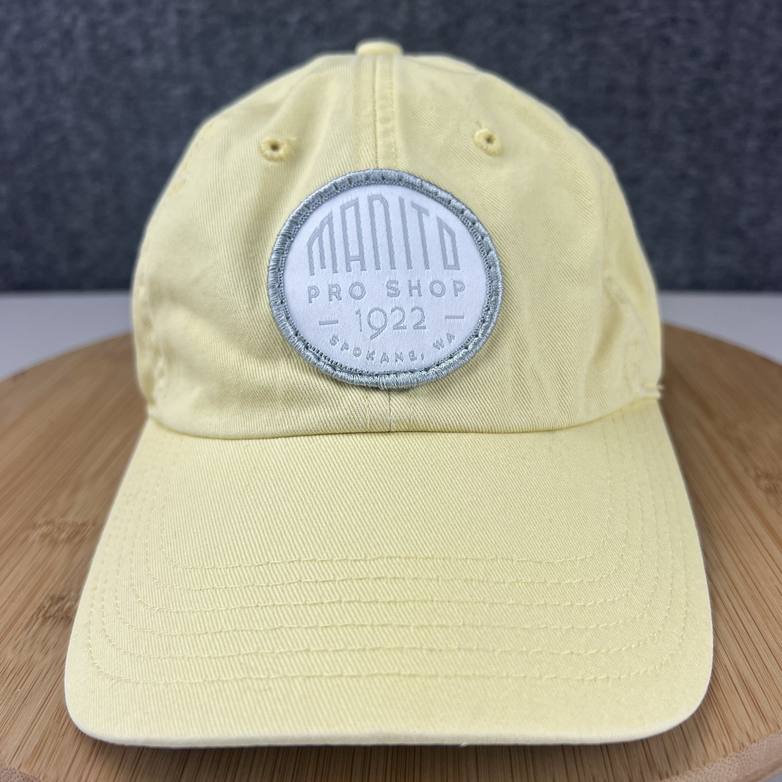 Manito Pro Shops Spokane WA Golf Hat Cap Strapback Fitted Size S-M Yellow Patch