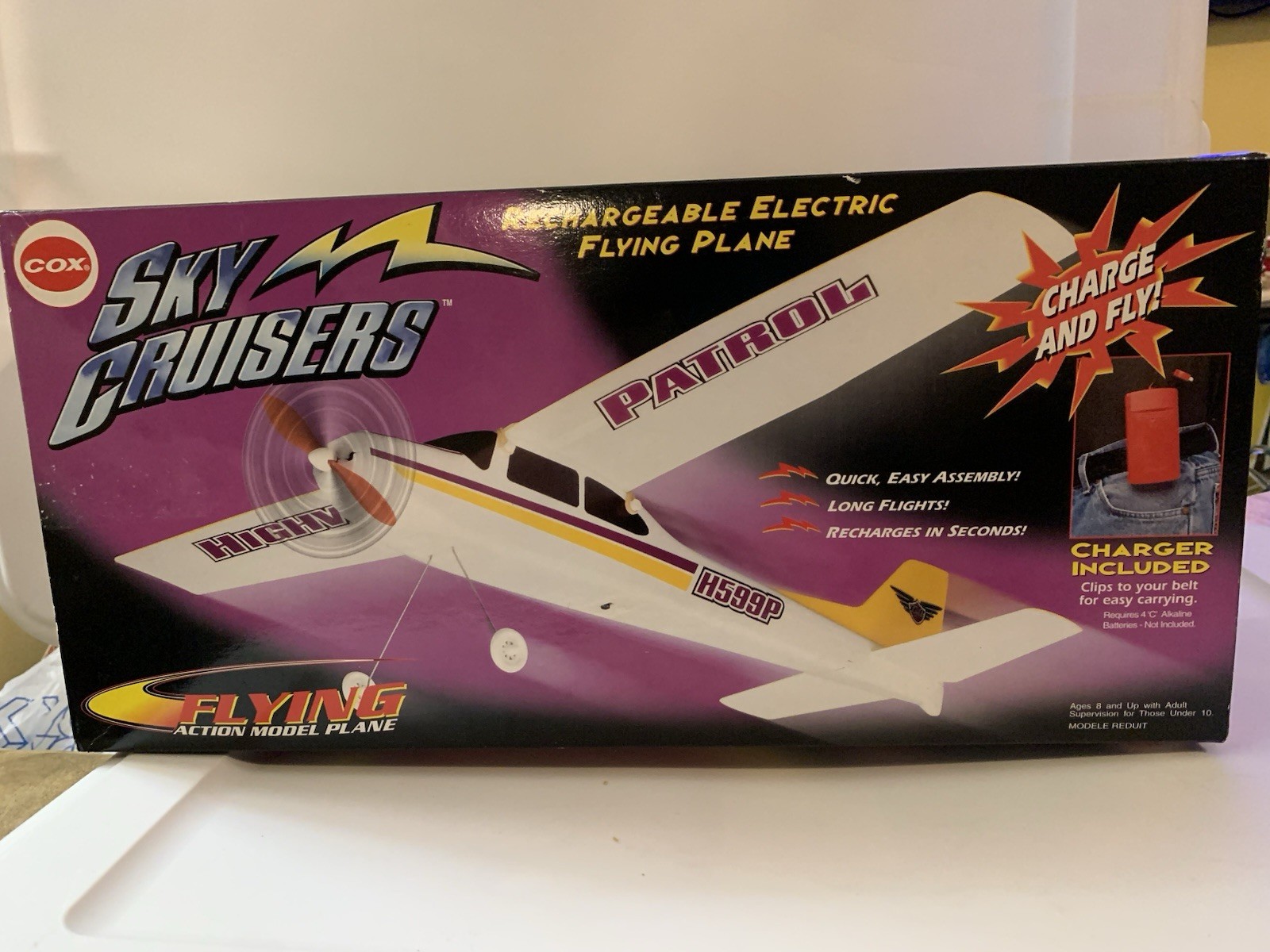 NEW Vtg 90S COX 5841 SKY CRUISER HIGHWAY PATROL FLYING ELECTRIC MODEL AIRPLANE