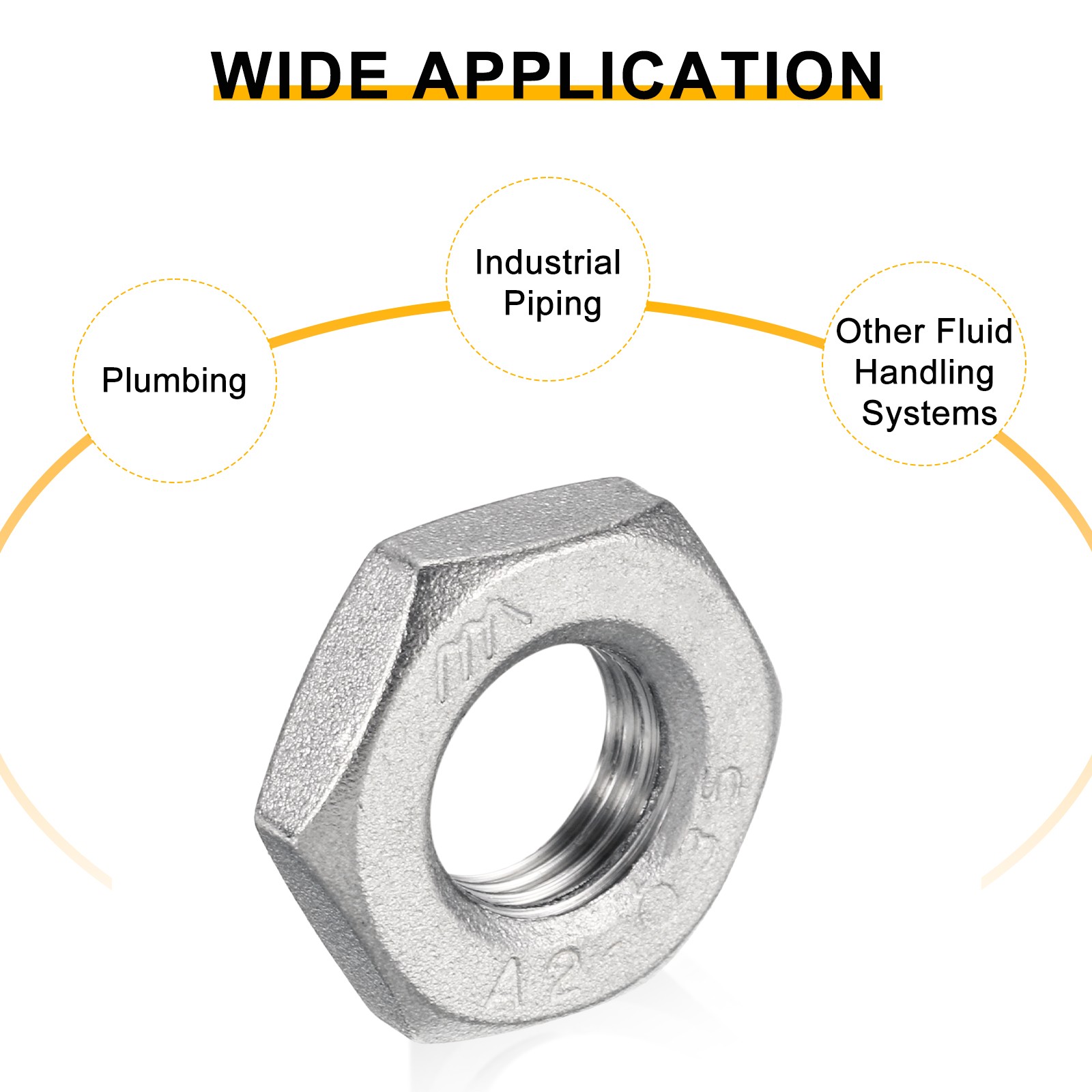 8Pcs Cast Pipe Fitting Hex Locknut PT 1/8" Female Thread 0.67"x0.2"