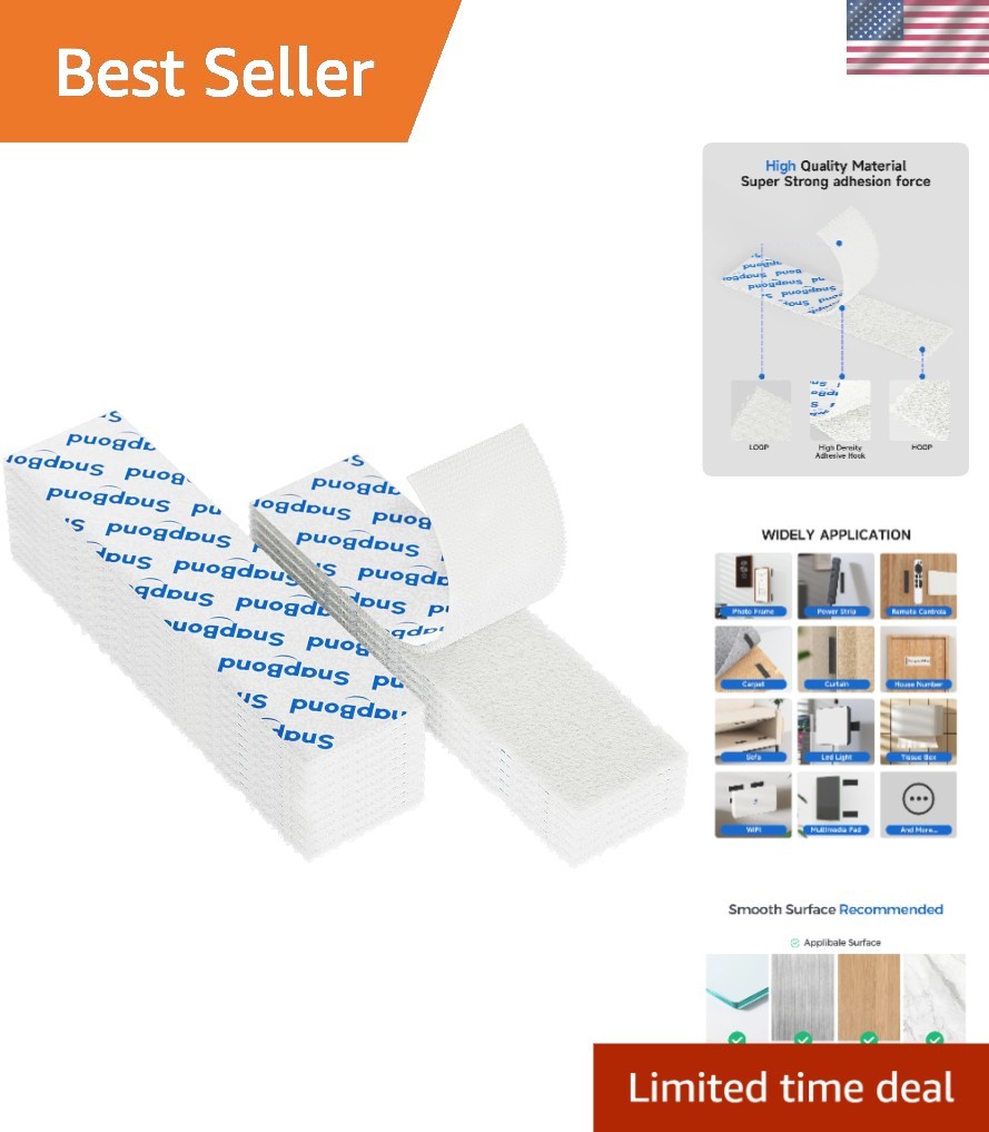 Industrial-Grade 1x4 Inch Hook & Loop Strips - 16 Sets for Effortless Mounting